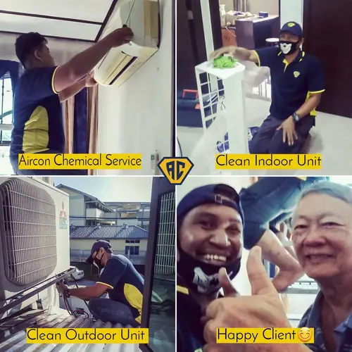 Kerja servis aircond siap — diuji, kemas diserahkan